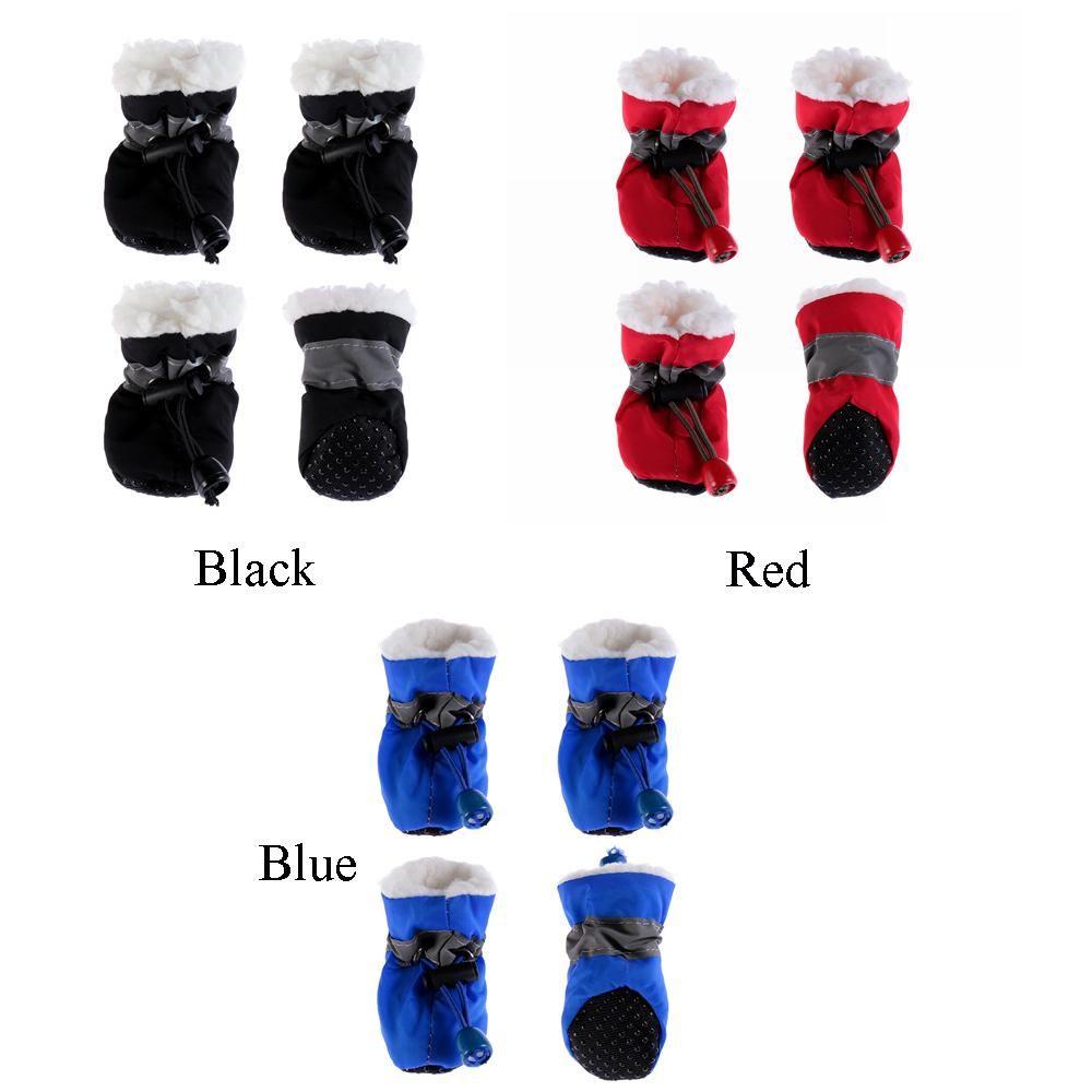 Set 4 Đôi Giày Bốt Đi Mưa Chống Thấm Nước Giữ Ấm Tốt Cho Thú Cưng
