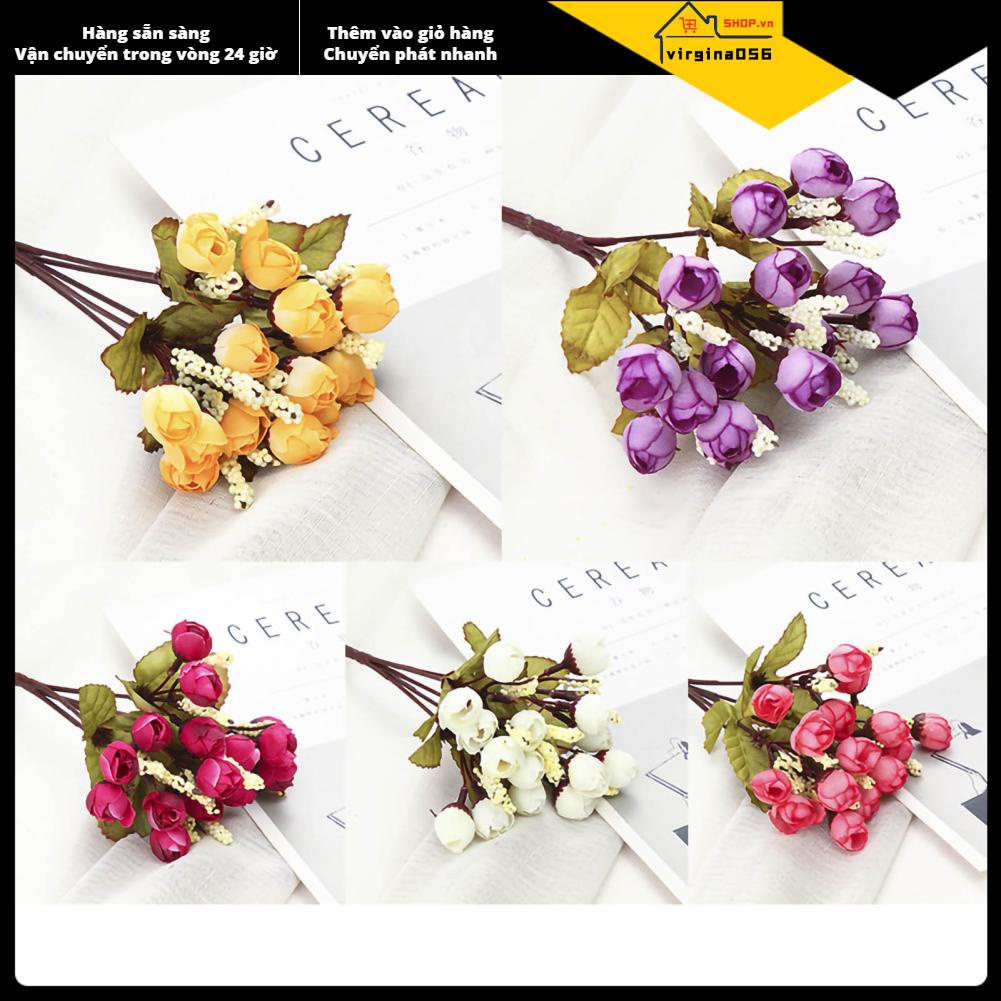 Có thể bán buôn Hoa giả nhân tạo hồng mini Nụ trà mô phỏng hoa ngọc trai để trang trí cắm phòng khách Virgina056 Hàng giao ngay