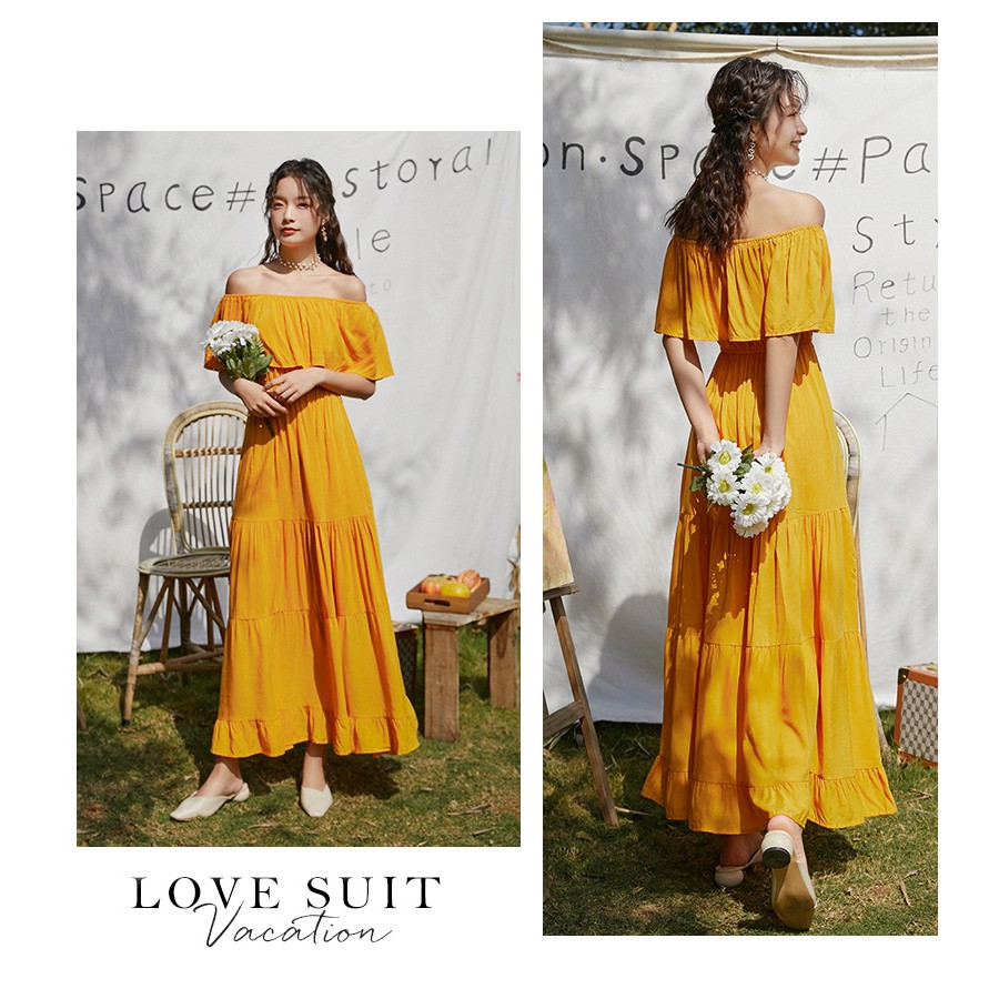 (Sẵn)Váy Maxi Trễ Vai Đi Biển 3 Tầng | BigBuy360 - bigbuy360.vn