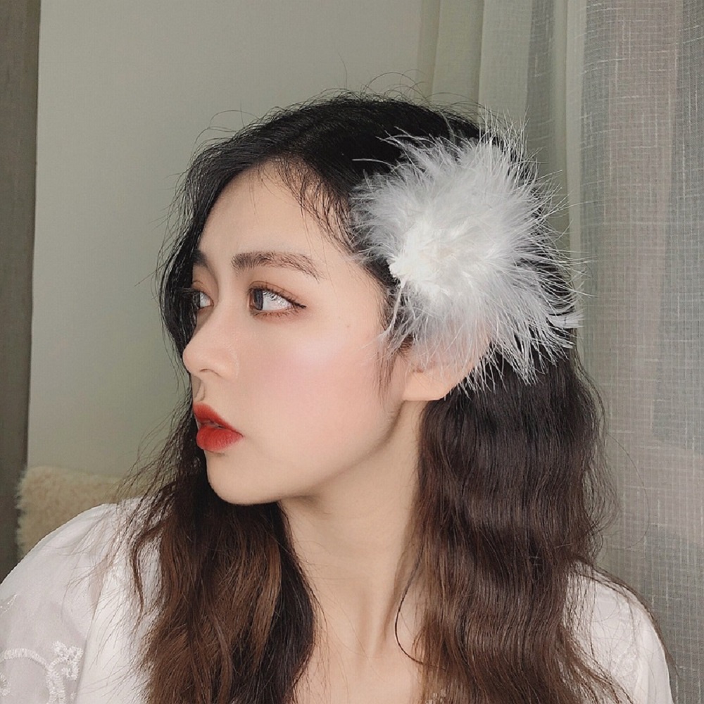 Kẹp Tóc Hình Lông Vũ Đính Ngọc Trai Thời Trang Cho Nữ