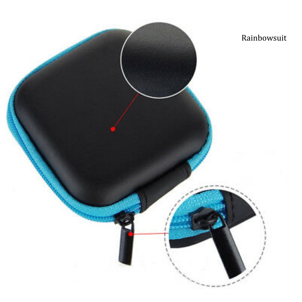 Túi đựng tai nghe / dây cáp hình vuông mini có khóa kéo cao cấp tiện dụng