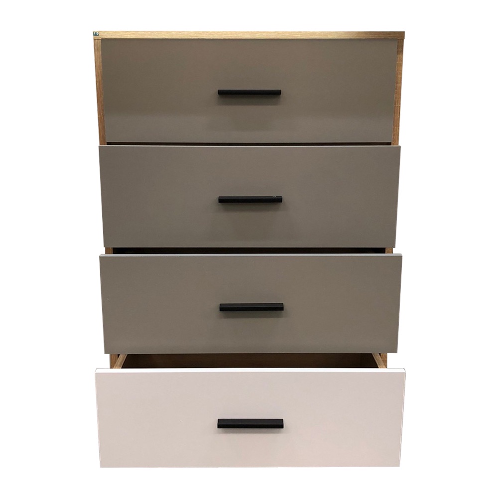 HomeBase ME LIVING Tủ 4 ngăn kéo bằng gỗ ép Thái Lan JUSPER W59XD39XH91.5cm màu trắng/xám