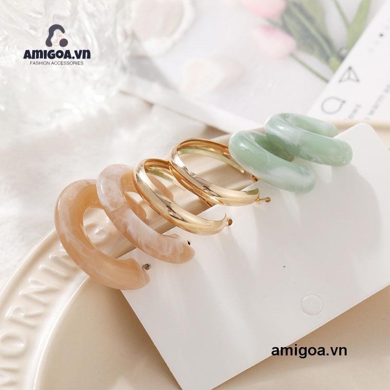 ✨✨Set 5 Đôi Khuyên Tai Kim Loại / Acrylic Hình Bướm / Ngọc Trai Đơn Giản Thời Trang