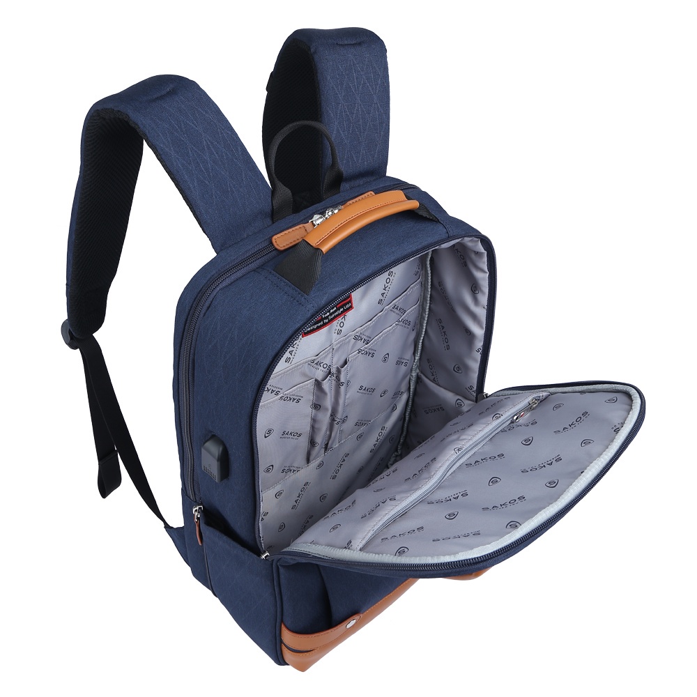 Chính hãng SAKOS Balo Laptop sakos, Balo Thời Trang Phối Da SAKOS MATURA 14 15" NEW 2023