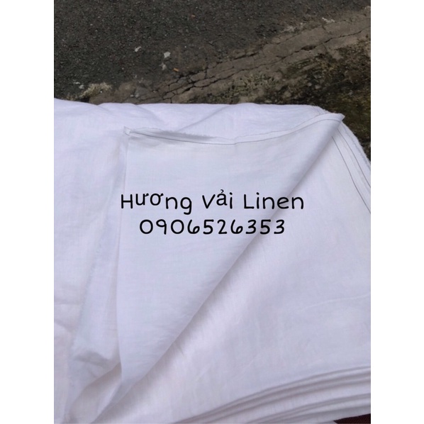 Vải linen tưng premium màu trắng gạo đã wash cn