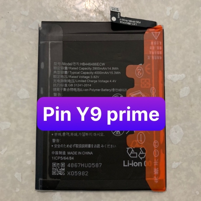 Pin Huawei, Y9 Prime 2019, P smart Z, Honor 9x, Honor 9x Pro, Nova 5i, Enjoy 10 Plus HB446486ECW  - 3900, 4000mAh