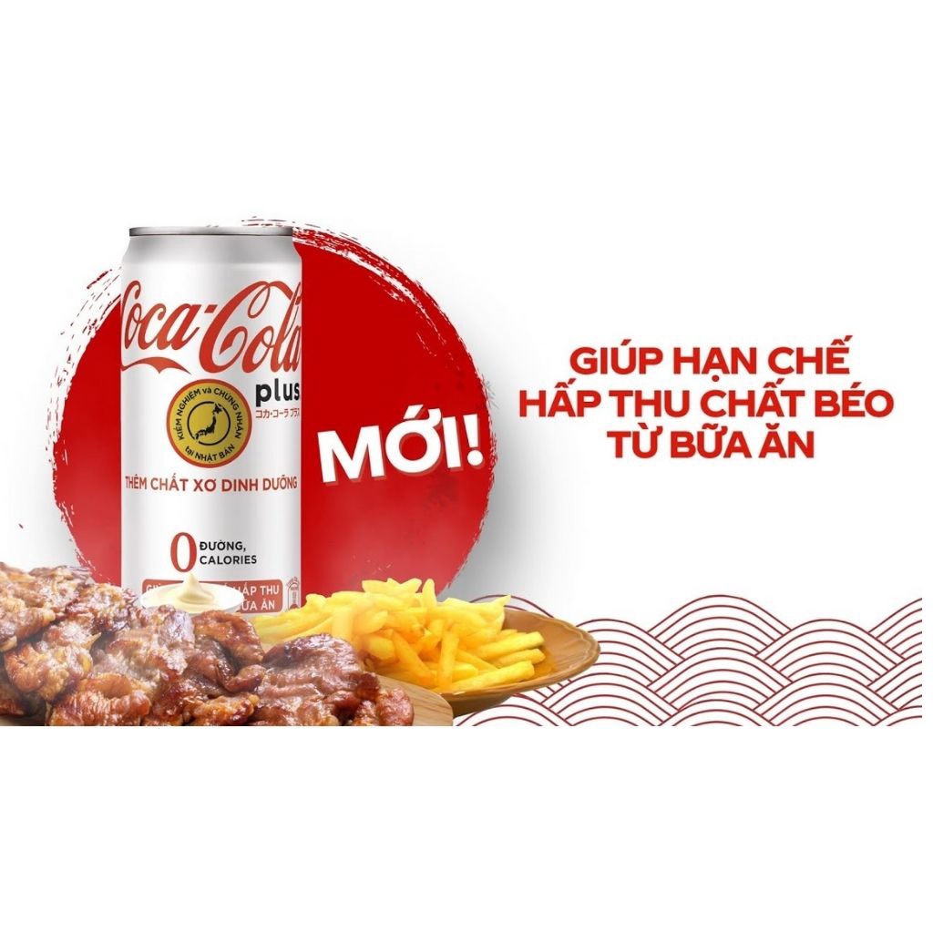 Thùng 24 lon Nước ngọt COCA COLA PLUS lon 320ml / Lốc 6 lon Nước ngọt COCACOLA trắng PLUS lon 320ml