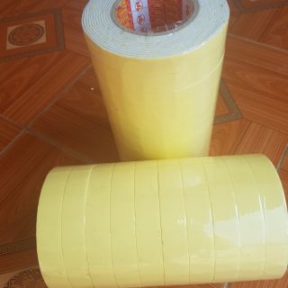 Băng dính xốp vàng 2 mặt dài 5m