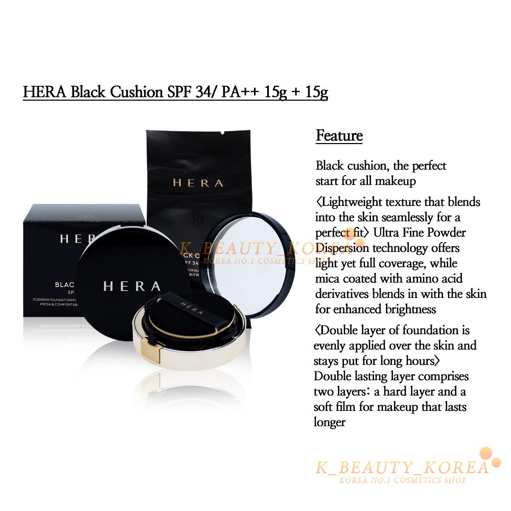 [Hàng mới về] Phấn Nước Màu Đen Hera Chống Nắng HERA Black Cushion 15g 15g Spf34 / Pa + + | BigBuy360 - bigbuy360.vn