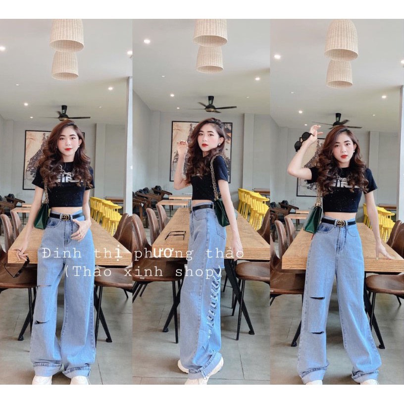 Quần baggy jean nữ cao cấp, phom lửng, chất vải denim dày dặn, mềm, mang thoái mái,quần jeans Q_boutique ་