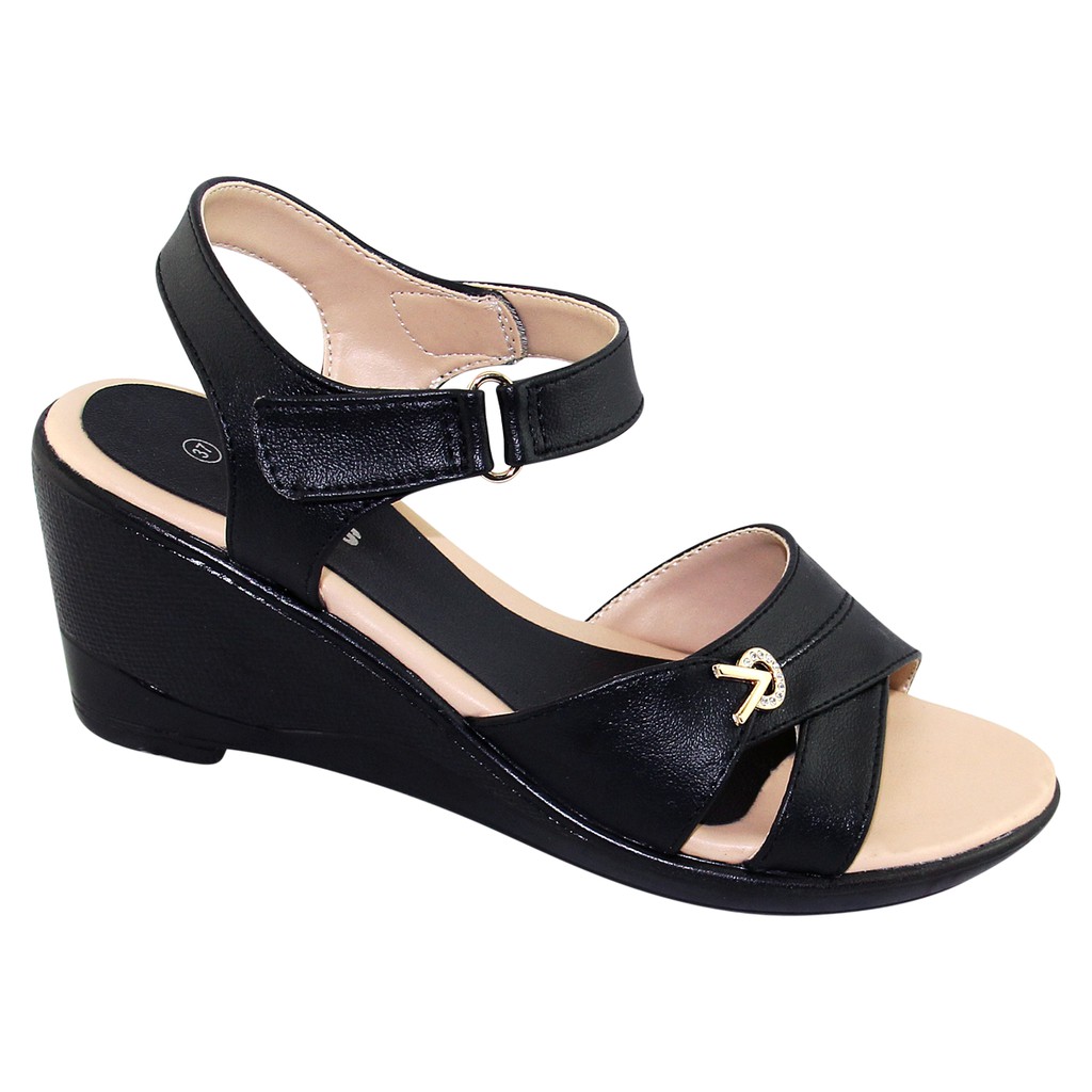 GIÀY SANDAL QUAI HẬU GÓT CAO NỮ BITA'S - SYN.251 (ĐEN + KEM + NÂU) - BITAS