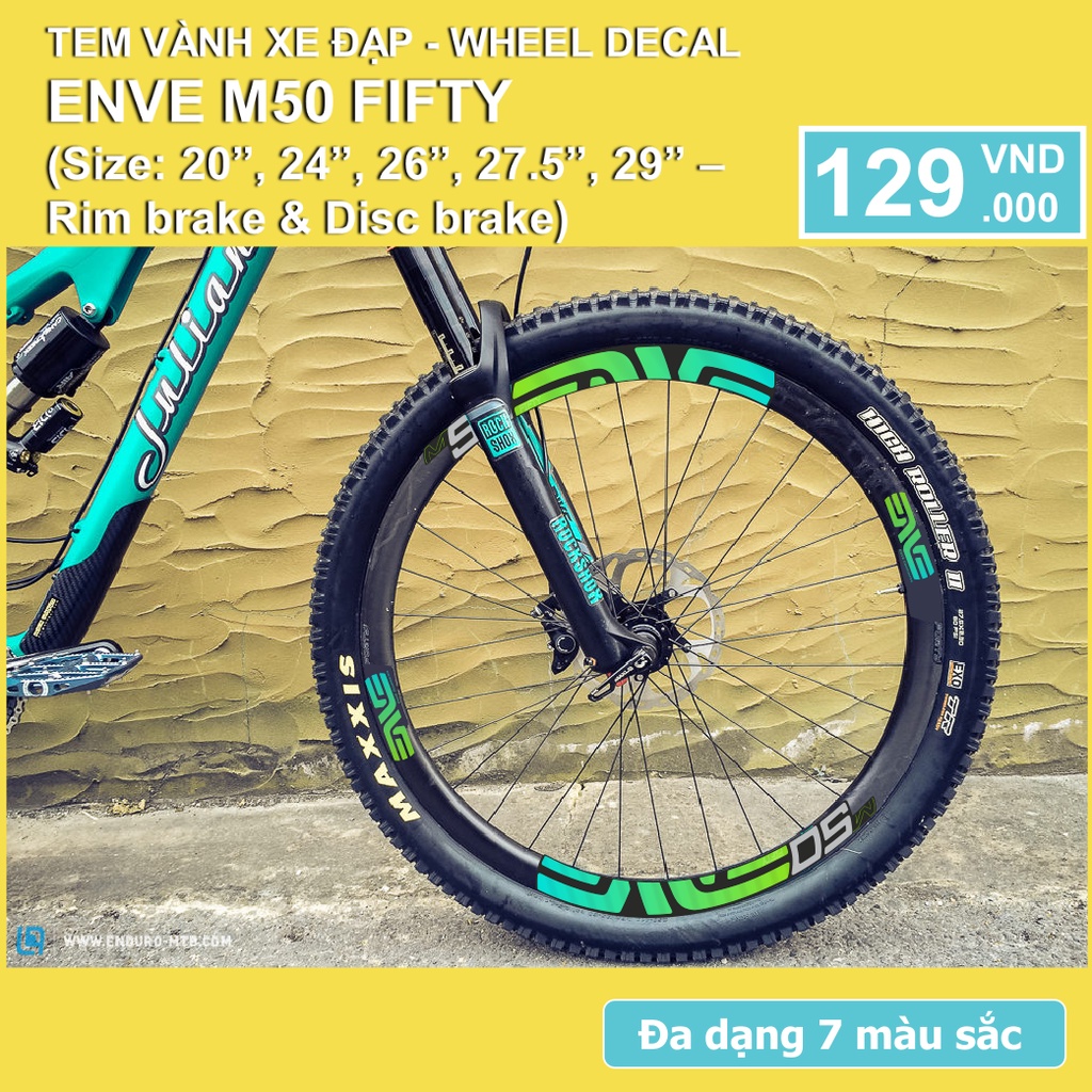 Tem decal dán vành niềng phanh đĩa xe đạp địa hình MTB ENVE M50 FIFTY Disc | Wheel decal