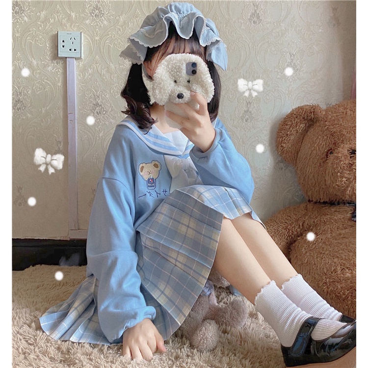 Áo tròng đầu dáng rộng thêu hình gấu dễ thương thời trang mùa thu
 | BigBuy360 - bigbuy360.vn