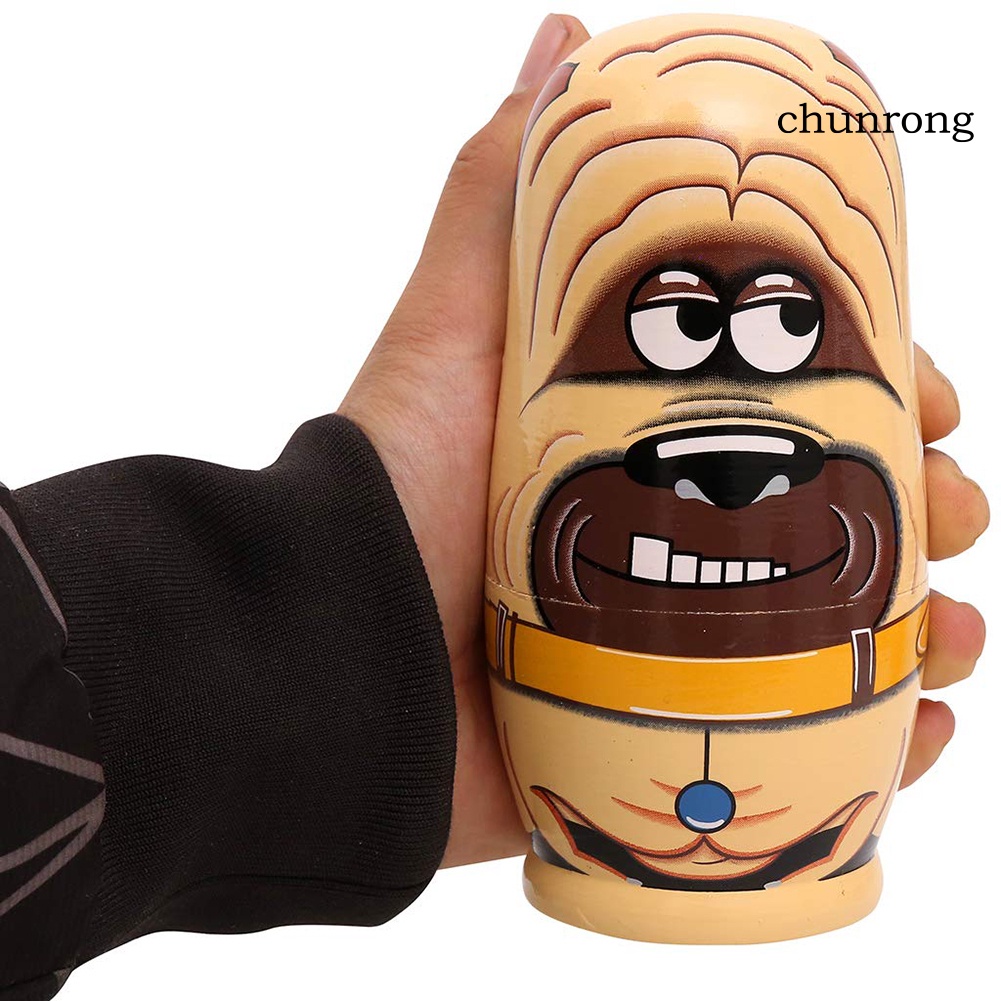 Cr-set 6 Búp Bê Nga Bằng Gỗ Thủ Công Trang Trí Để Bàn Trang Trí