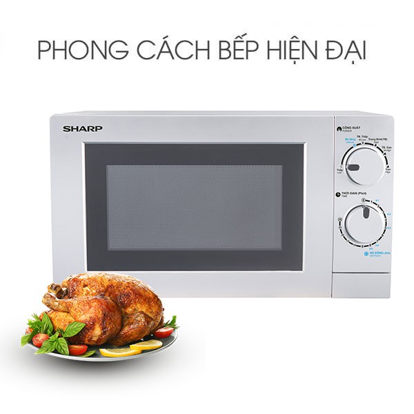 Lò vi sóng cơ có đèn lò màu xám Sharp R-207VN-SL 20L 700W - Hàng chính hãng