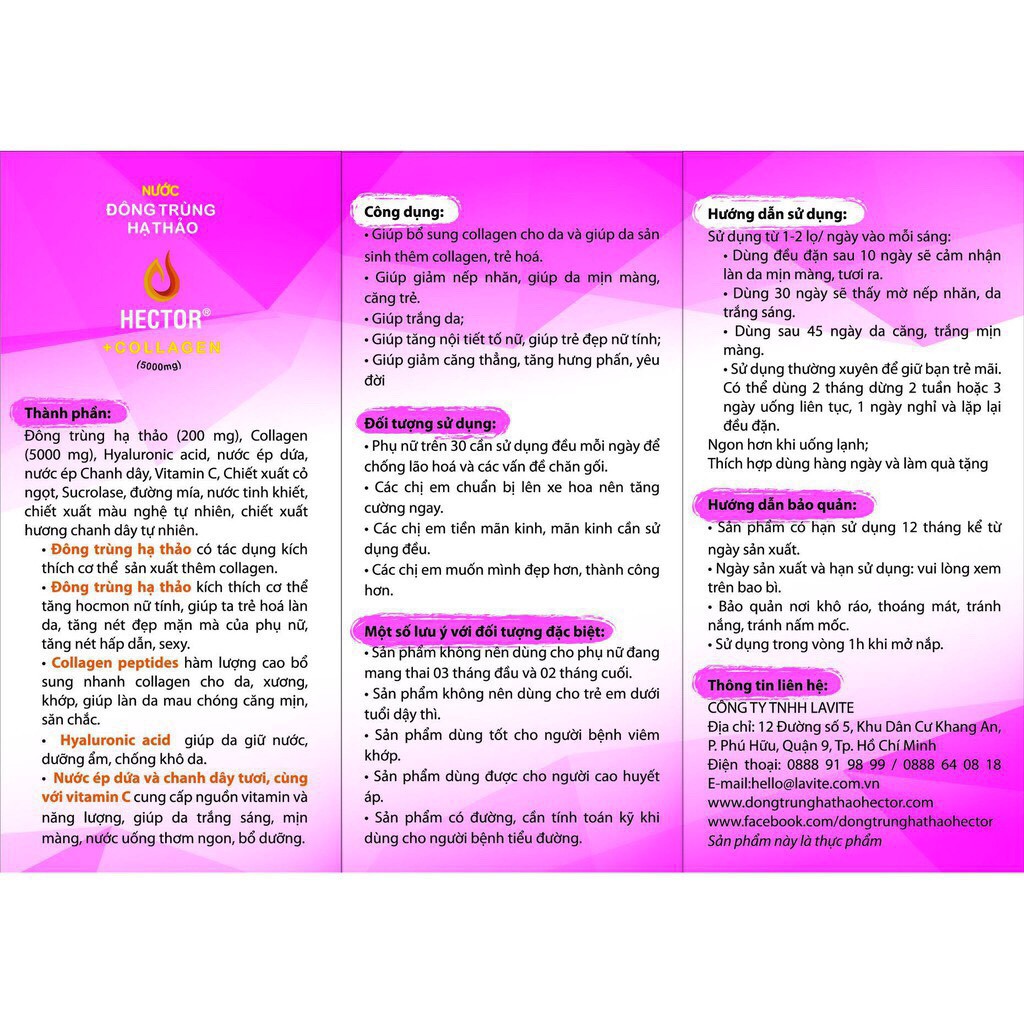 [Mã 66FMCGSALE hoàn 8% xu đơn 500K] ✅Nước Đông Trùng Hạ Thảo Hector Collagen Hộp 10 Chai Hector Cordyceps Collagen | BigBuy360 - bigbuy360.vn