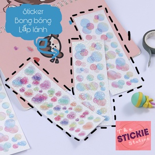 [XẢ KHO CỰC RẺ] Sticker Bong Bóng Lấp Lánh Tròn, Trái Tim - Hình Dán Trang Trí Toploader, Bullet Journal