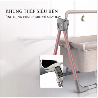 Nôi điện cho bé tự rung kèm màn và loa bluetooth không dây giúp bé ngon giấc, tặng kèm túi đựng cao cấp. Bảo hành 2 năm.