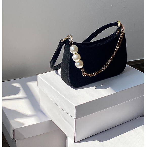 Túi kẹp nách da lộn phối dây xích cực sang S042