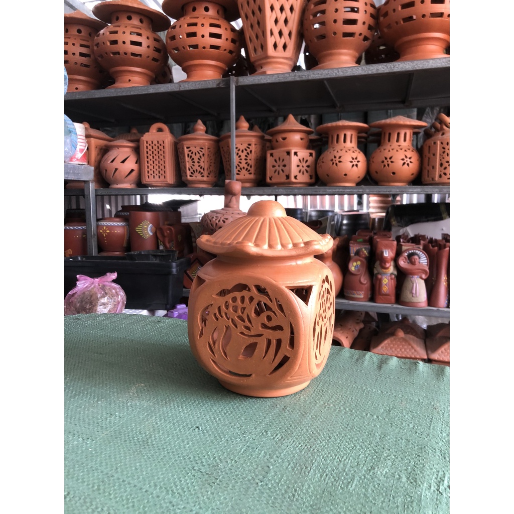 Đèn trụ cổng đất nung,đèn gốm sân vườn