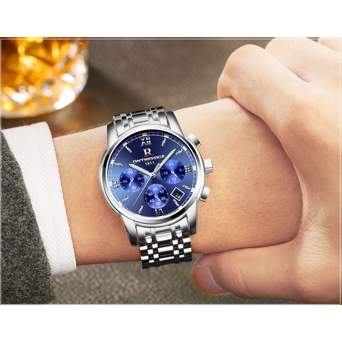 Đồng hồ nam dây thép đặc 6 kim cao cấp Ontheedge (fullbox, Blue) | BigBuy360 - bigbuy360.vn