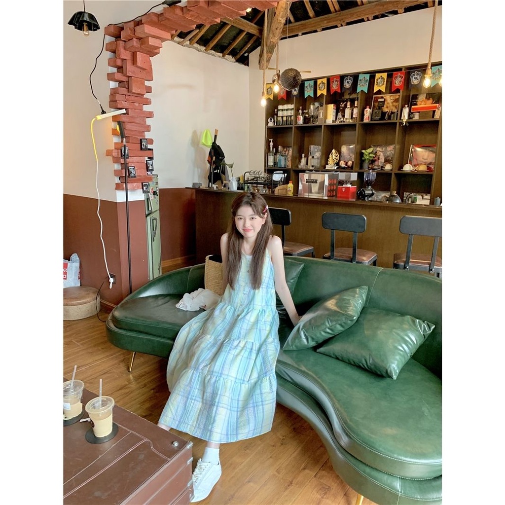 Đầm Hai Dây Dáng Ôm Màu Trơn Ngọt Ngào Phong Cách Retro