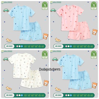 UR2021 Bộ cộc tay cài vai Uala Rogo đại dương vải sợi tre (Size từ 6 tháng đến 4 tuổi)
