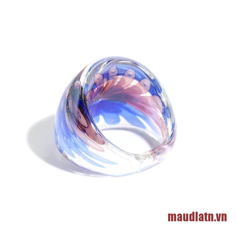 DLATN 1pc Fashion Glass Flower Charm Rings  Boho Luxury Muliticolored Irregular