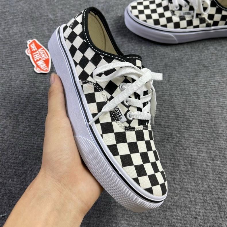 Giày vans classic dây buộc xanh, trắng, kẻ caro nam nữ, Giày thể thao nam nữ SNEAKER_4M BAR