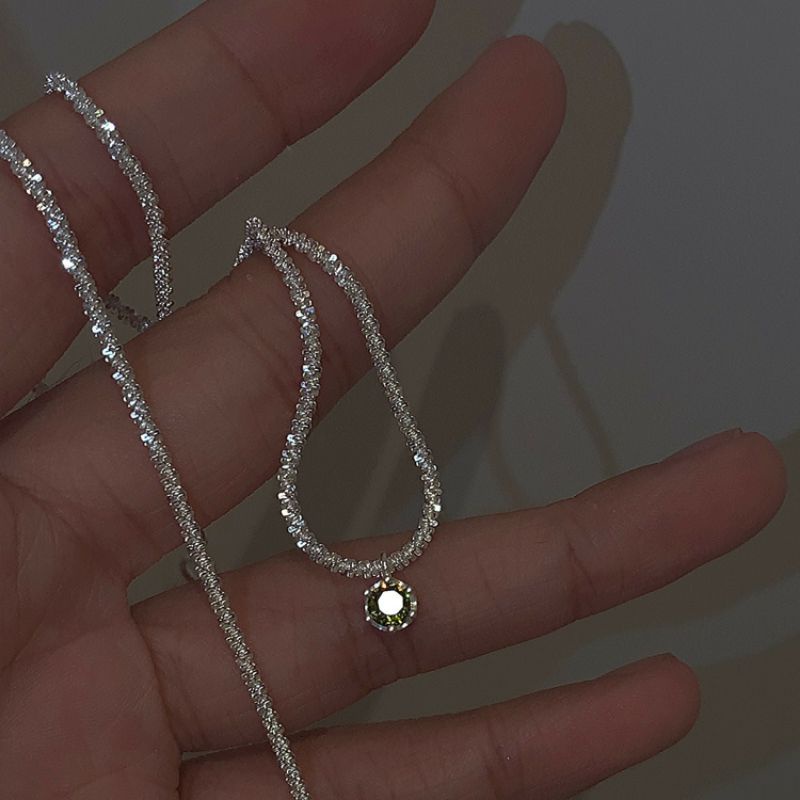 Dây chuyền hoa tuyết đá xanh nhân tạo. Cam kết 100% bạc s925