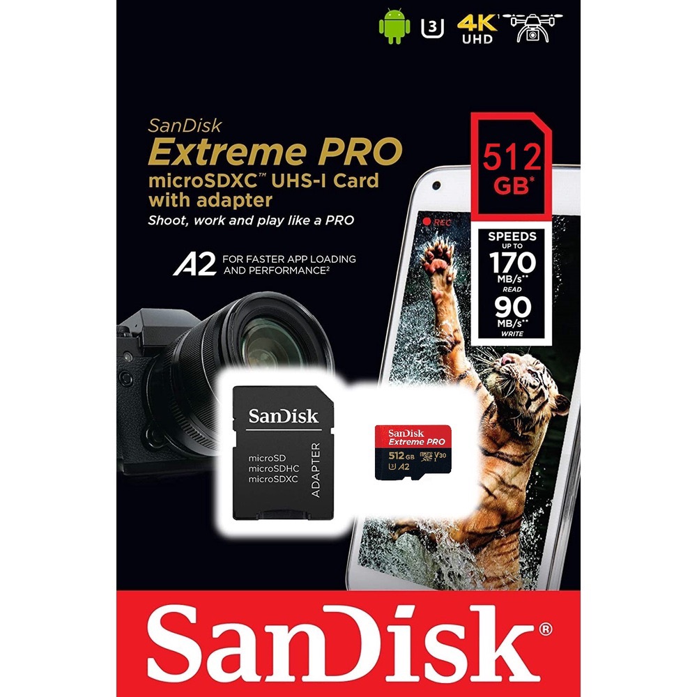 Giày Thể Thao Sandisk U3 SD 1TB 32GB 64GB 128GB 256GB 512GB C10 A2 90MB / s Micro SD TF SD58X Chất Lượng Cao