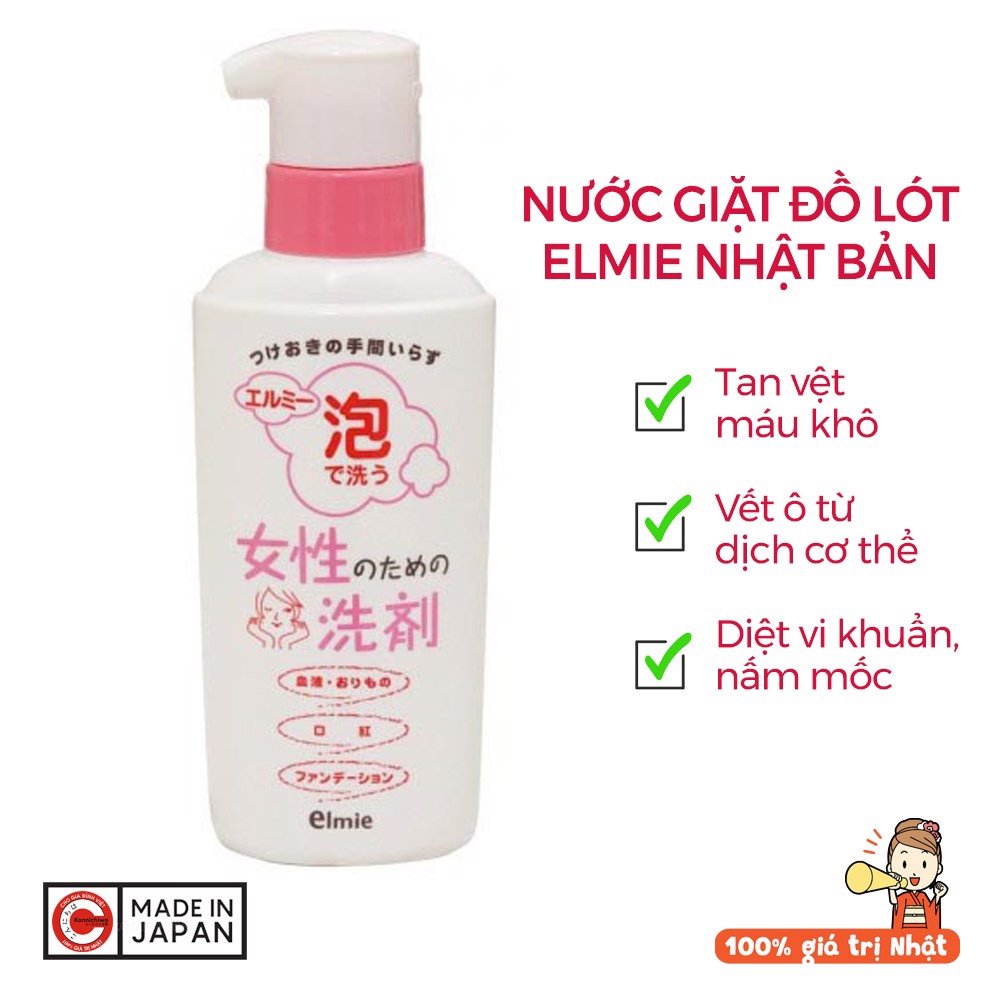 Nước giặt đồ lót tẩy các vết bẩn siêu mạnh ELMIE KOSE Nhật Bản 200ml chiết xuất từ thiên nhiên