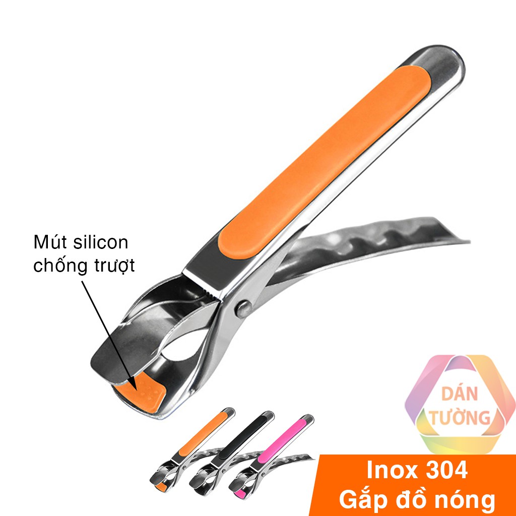 Kẹp inox gắp đồ nóng bằng Inox có mút silicon chống trượt loại dụng cụ nhà bếp cao cấp _KNI