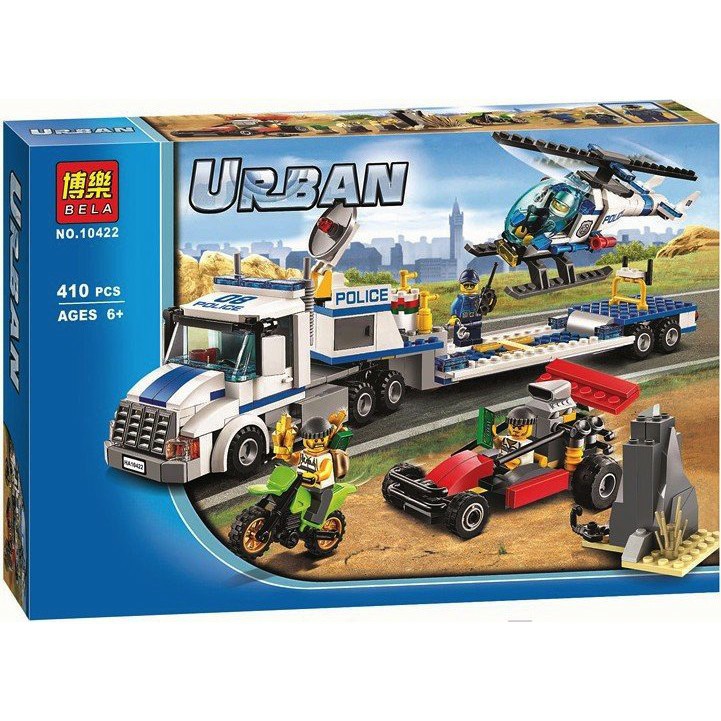 [Mã LIFE0503TOYS1 giảm 10% đơn 150k] Lego City Urban -police seri 10422 Xe tải vận chuyển trực thăng 410 khối