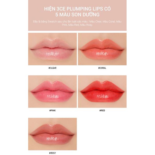 SON DƯỠNG CÓ MÀU 3CE PLUMING LIPS MẪU MỚI NHẤT