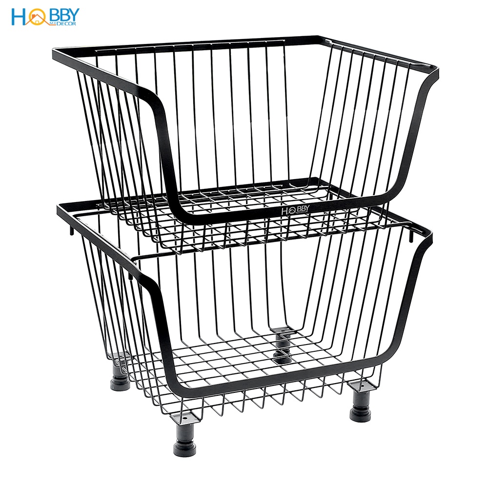 Kệ rổ đựng đồ nhà bếp HOBBY Home Decor KRNT nhiều tầng tùy chọn - sơn tĩnh điện màu đen - dễ dàng lắp ráp