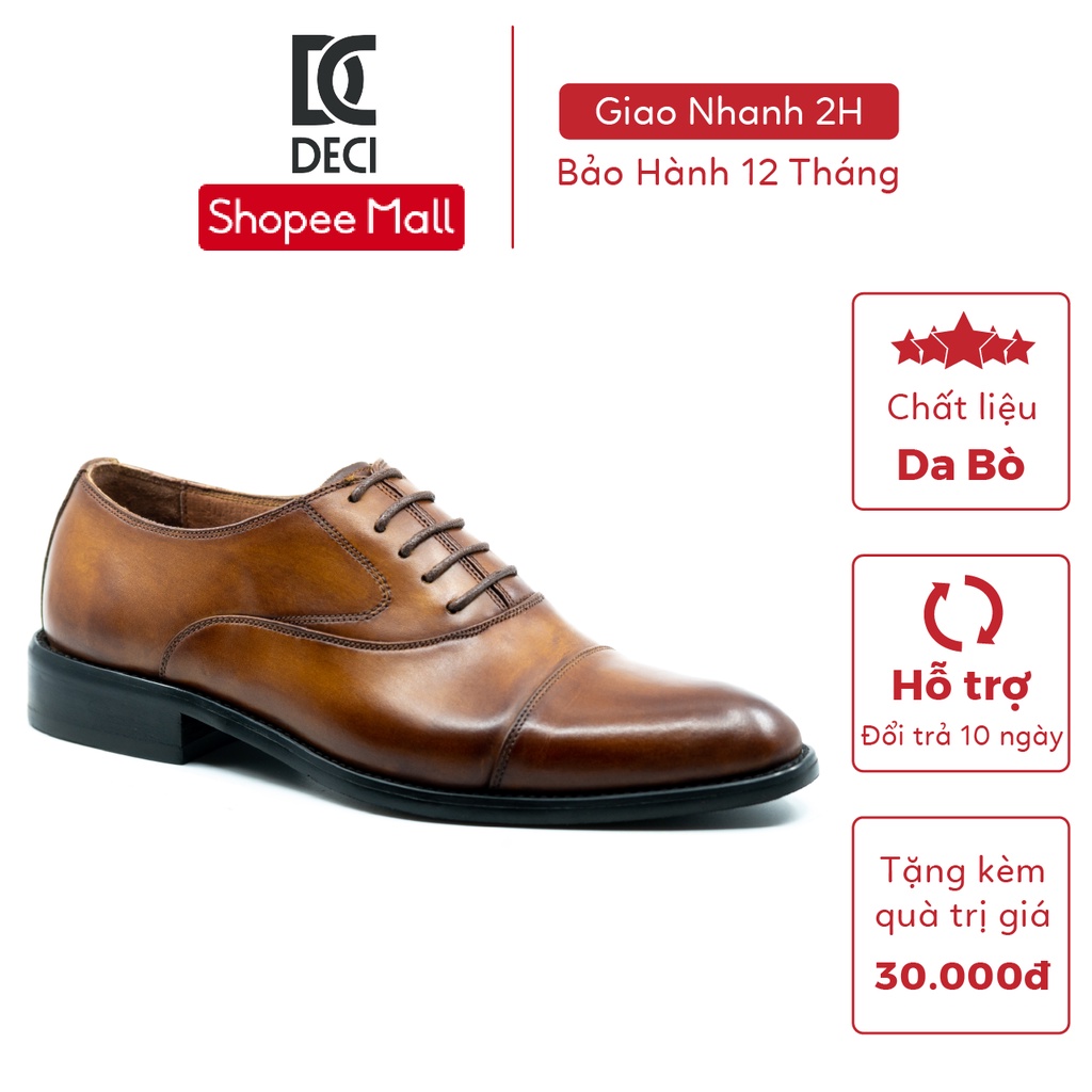 Giày tây công sở DECI đánh màu patina thủ công da bò màu nâu BROGUE 4