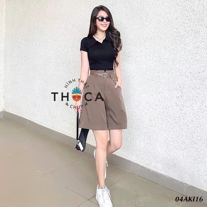 Áo thun croptop polo tay ngắn trơn trắng, đen, nâu THOCA HOUSE đơn giản dễ phối đồ, trẻ trung năng động | BigBuy360 - bigbuy360.vn