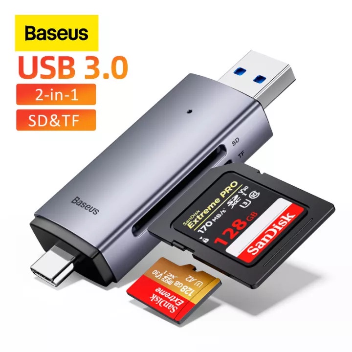 đầu đọc thẻ nhớ SD/microSD Baseus lite series usb a và type c