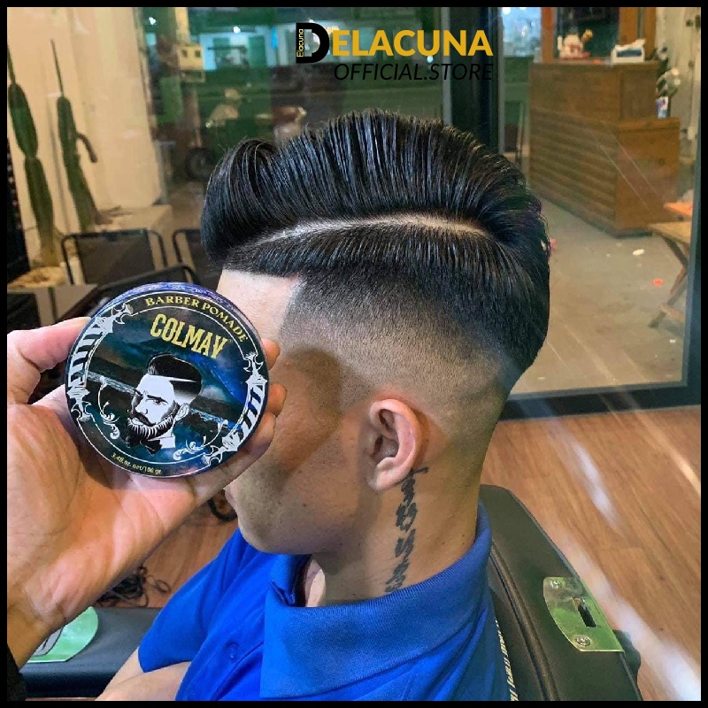 Sáp vuốt tóc nam Colmav Blue Barber Pomade gốc dầu chính hãng giữ nếp tốt Delacuna C03