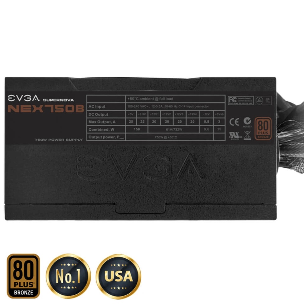 Nguồn Máy Tính EVGA SuperNOVA 750 B1 – 80+ BRONZE 750W – Hard Line