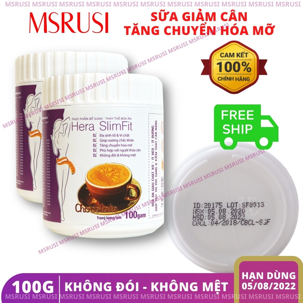 Giảm cân Hera SlimFit - Hera Milk - Thực Đơn Giảm Cân Cách Giảm cân An Toàn Tại Nhà Combo 2 Hộp 100g [6-8 bữa ăn]