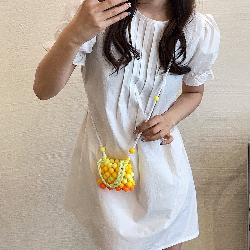 Túi Đeo Chéo Mini Hình Vuông Đính Hạt Ngọc Trai Nhiều Màu Sắc Phong Cách Retro Dành Cho Nữ GYLXB159