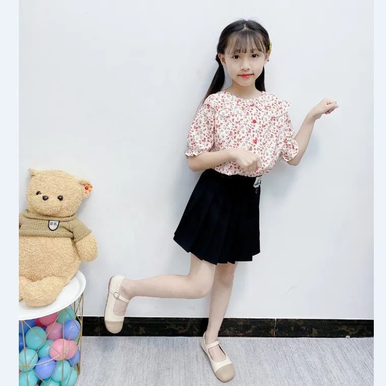 Áo Sơ Mi Cotton Cổ Búp Bê In Họa Tiết Hoa Nhí Xinh Xắn Thời Trang Phong Cách Hàn Quốc 2023 Cho Bé