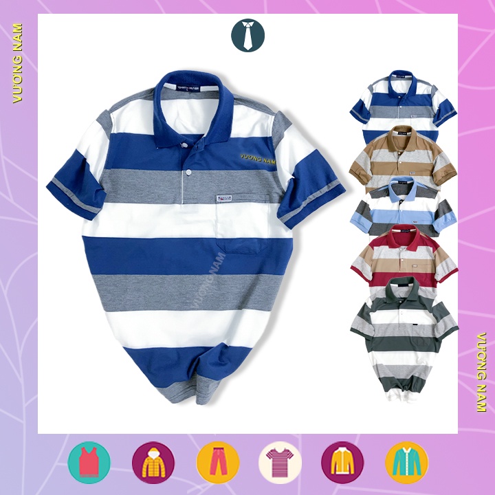 Áo thun nam trung niên chất cotton dày đẹp form rộng có cổ tay ngắn polo VN48T