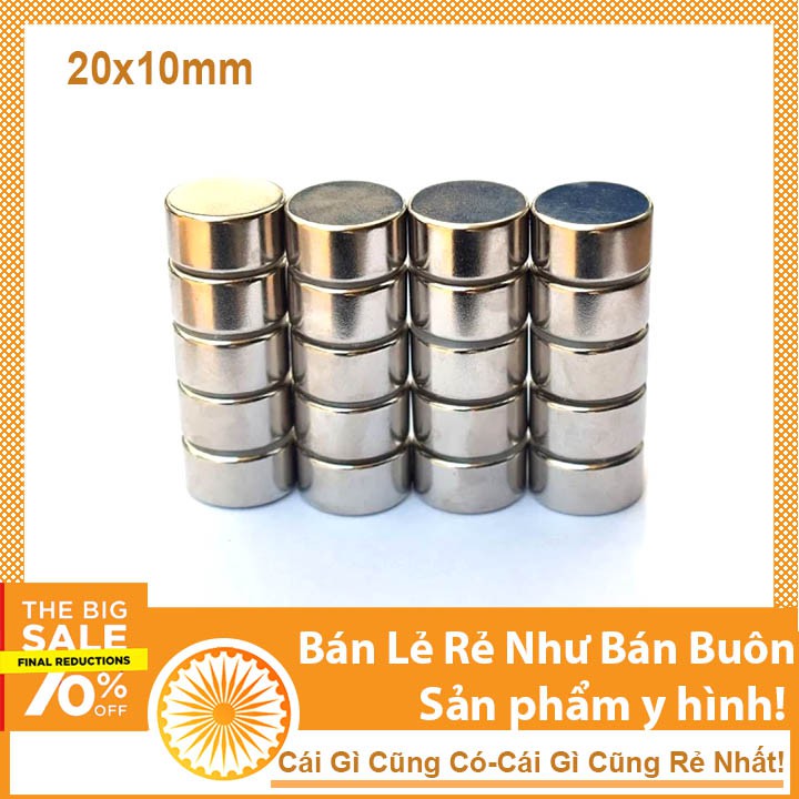 Nam châm tròn 20x10mm màu trắng