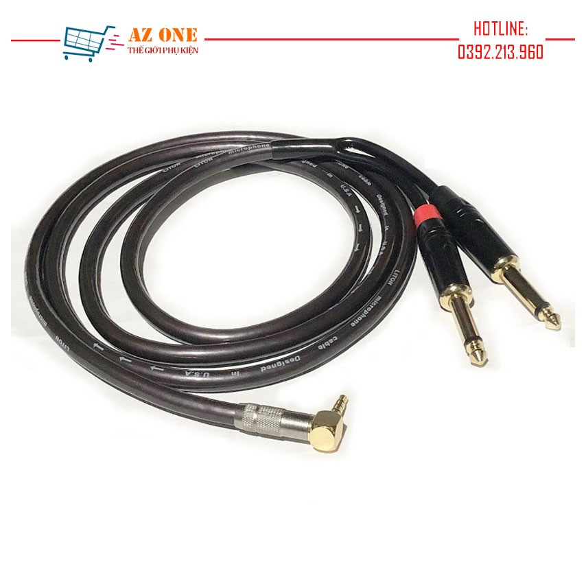 Dây Livestream 3.5mm Bẻ Góc 90 Độ Ra 2 Đầu 6.5mm Dùng Cho Sound Card, Mixer Dài 1,5m