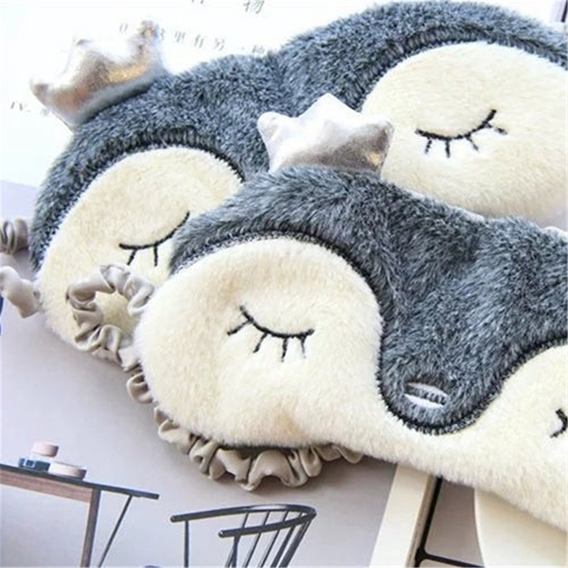 Mặt Nạ Che Mắt Hình Chim Cánh Cụt Bằng cotton Nhồi Bông Thoáng Khí Dễ Thương
