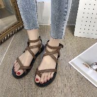 Sandan nữ xỏ ngón da simili đen