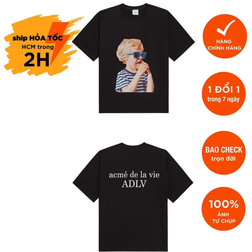 Áo thun ngắn tay cổ tròn ADLV ICE CREAM BOY FULL TÚI ZIP TAG CHECK CHÍNH HÃNG